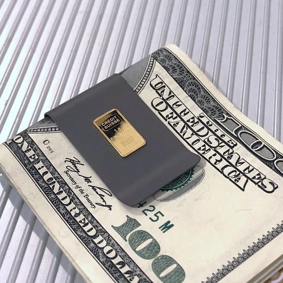 Gold Ingot Mounted on Titanium Money Clip