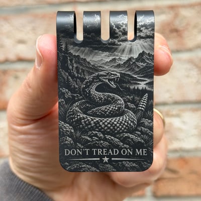 NEW!! VIPER&trade; Titanium Money Clip - Don't Tread On Me - on BLACK DIAMOND Finish - PRE-ORDER Shipping Oct 28th, 2026